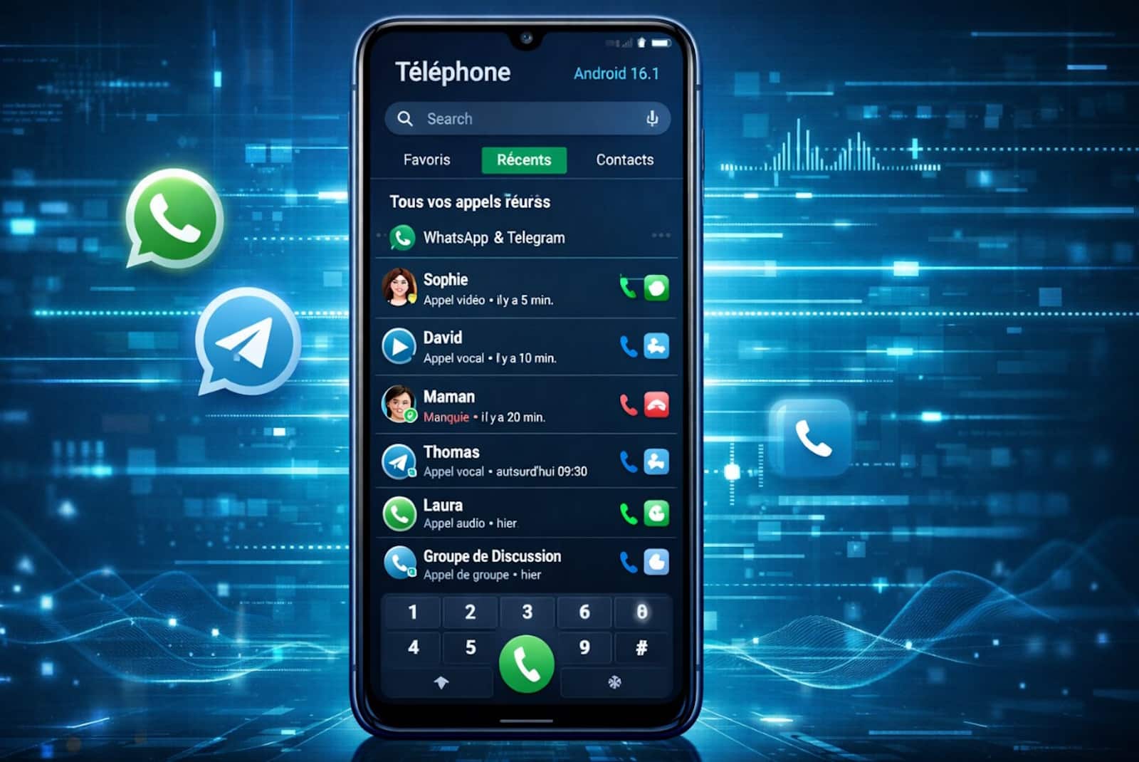 application telephone android whatsapp telegram