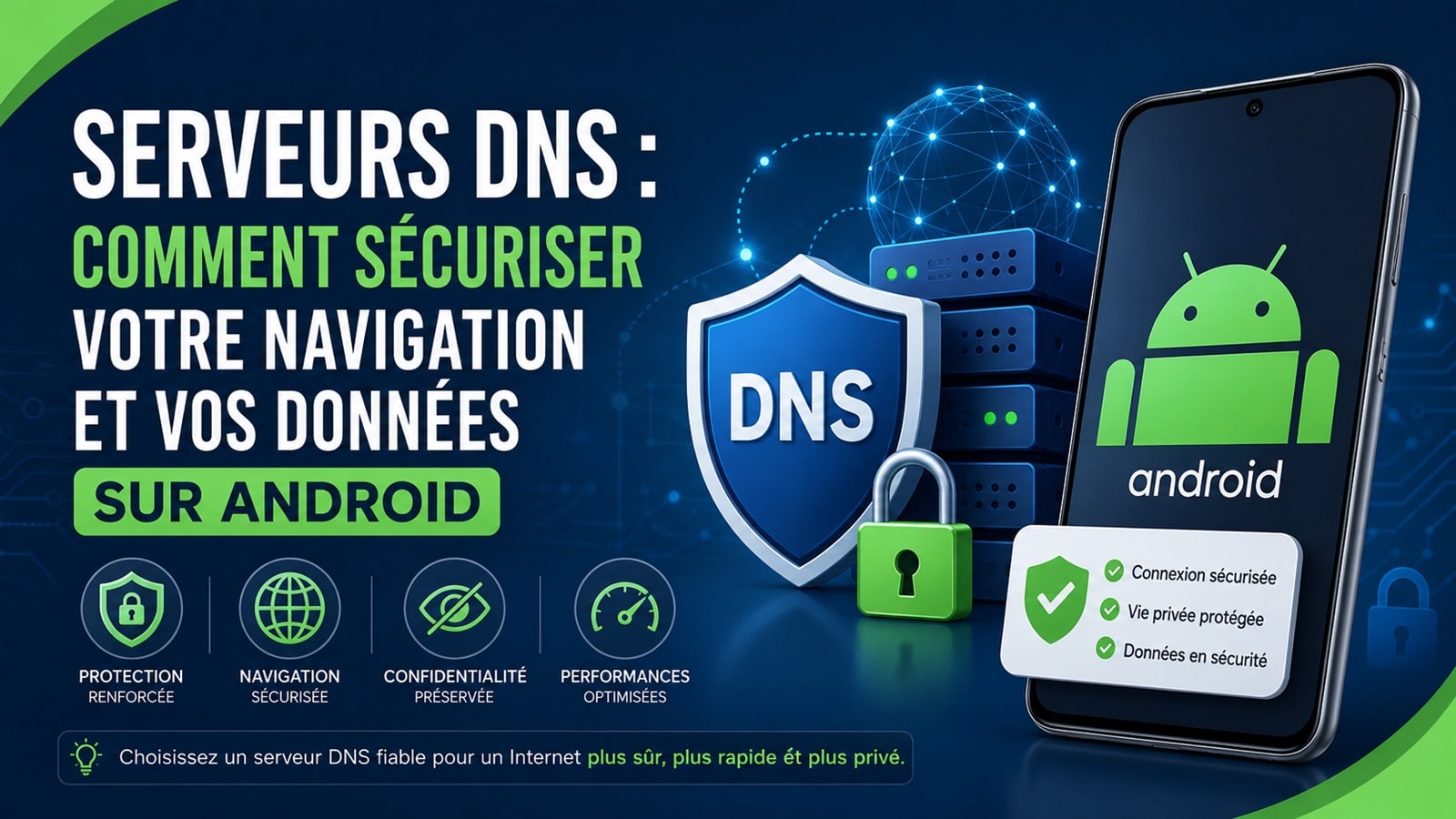 serveurs dns securiser navigation donnees android