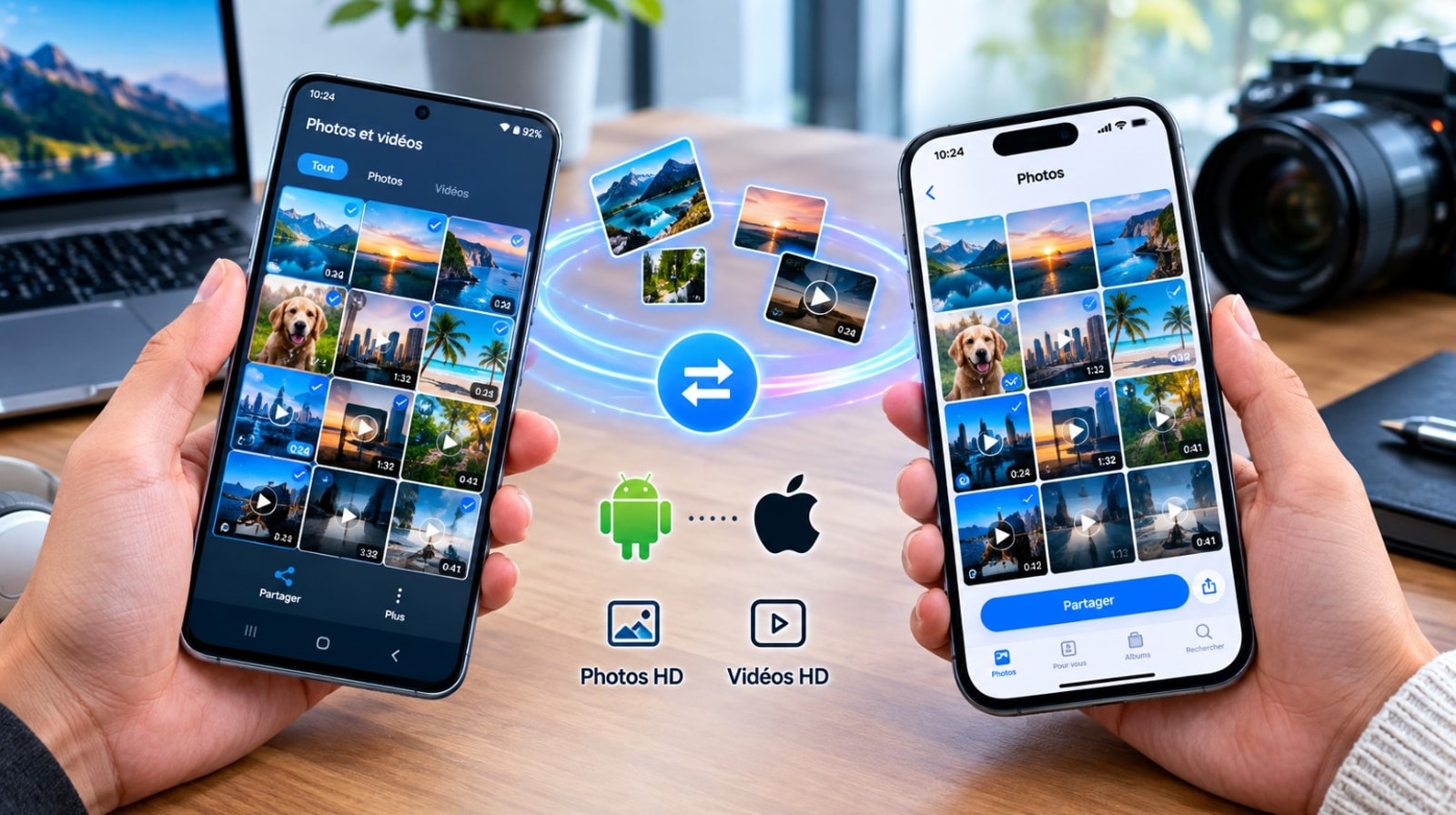 partager images videos hd android iphone