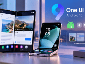 Publicité futuriste One UI 9.0 sur appareils pliables