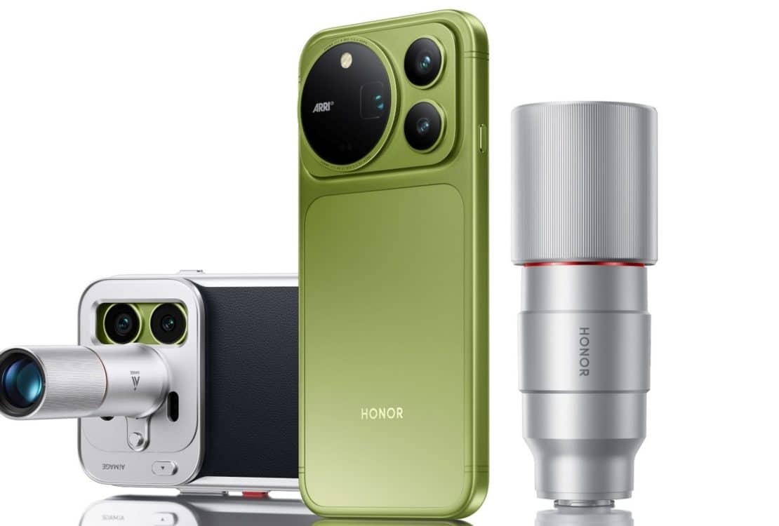 Le Honor Magic9 Pro Max vert mousse avec ses accessoires photo