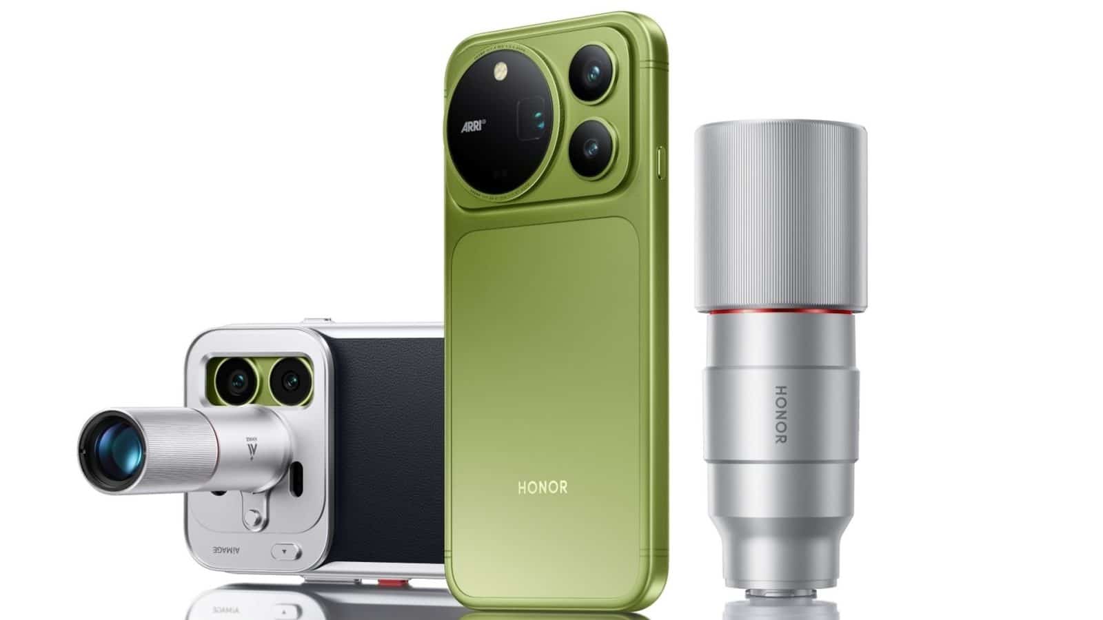 Le Honor Magic9 Pro Max vert mousse avec ses accessoires photo