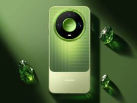 Le Huawei Mate 90 Pro Max vu de dos, en coloris vert