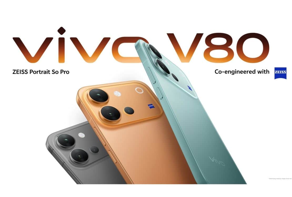 Le Vivo V80 dans ses trois coloris, vu de dos