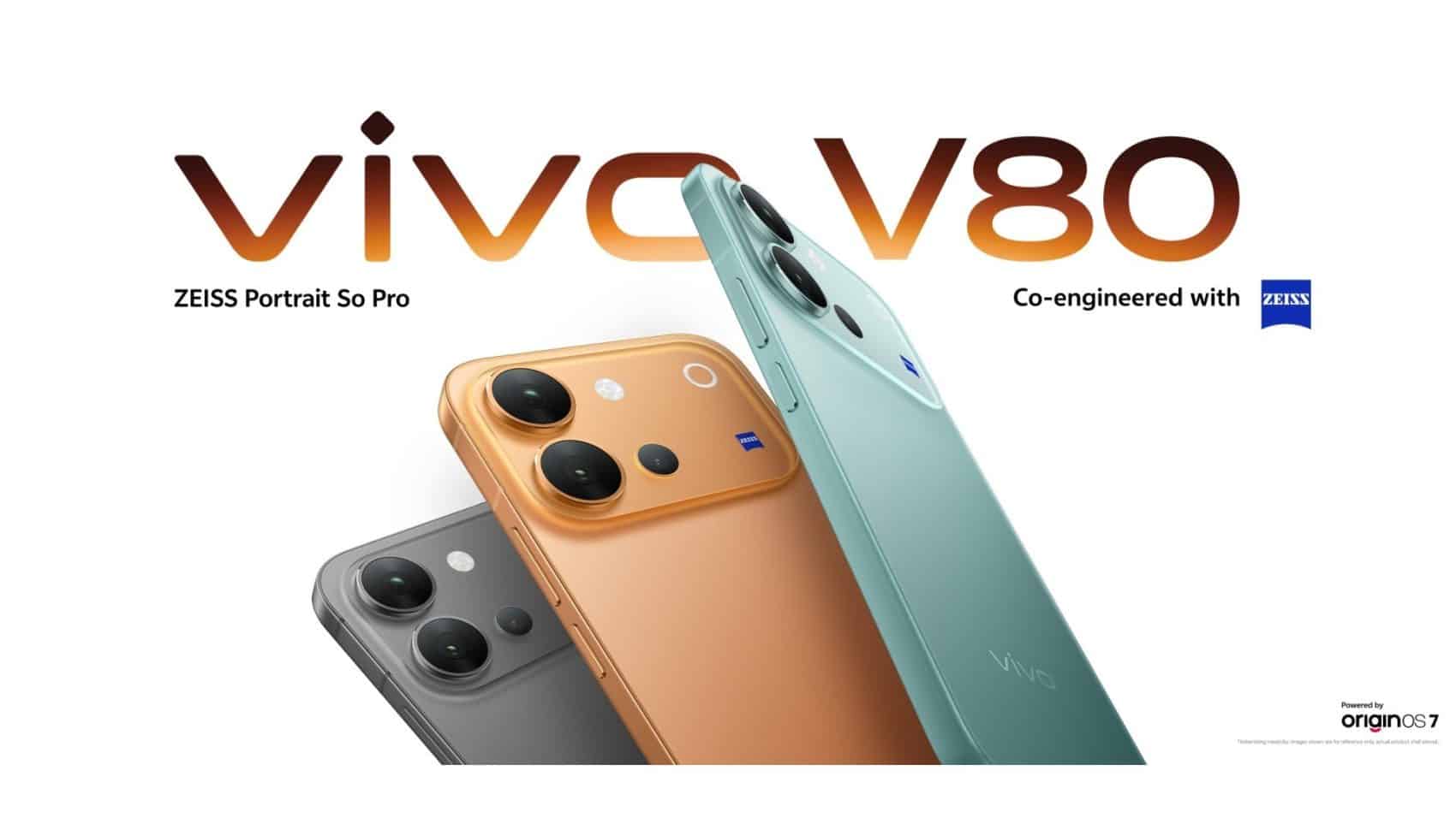 Le Vivo V80 dans ses trois coloris, vu de dos